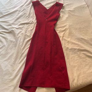 Dark Red Dress, open back, form-fitting